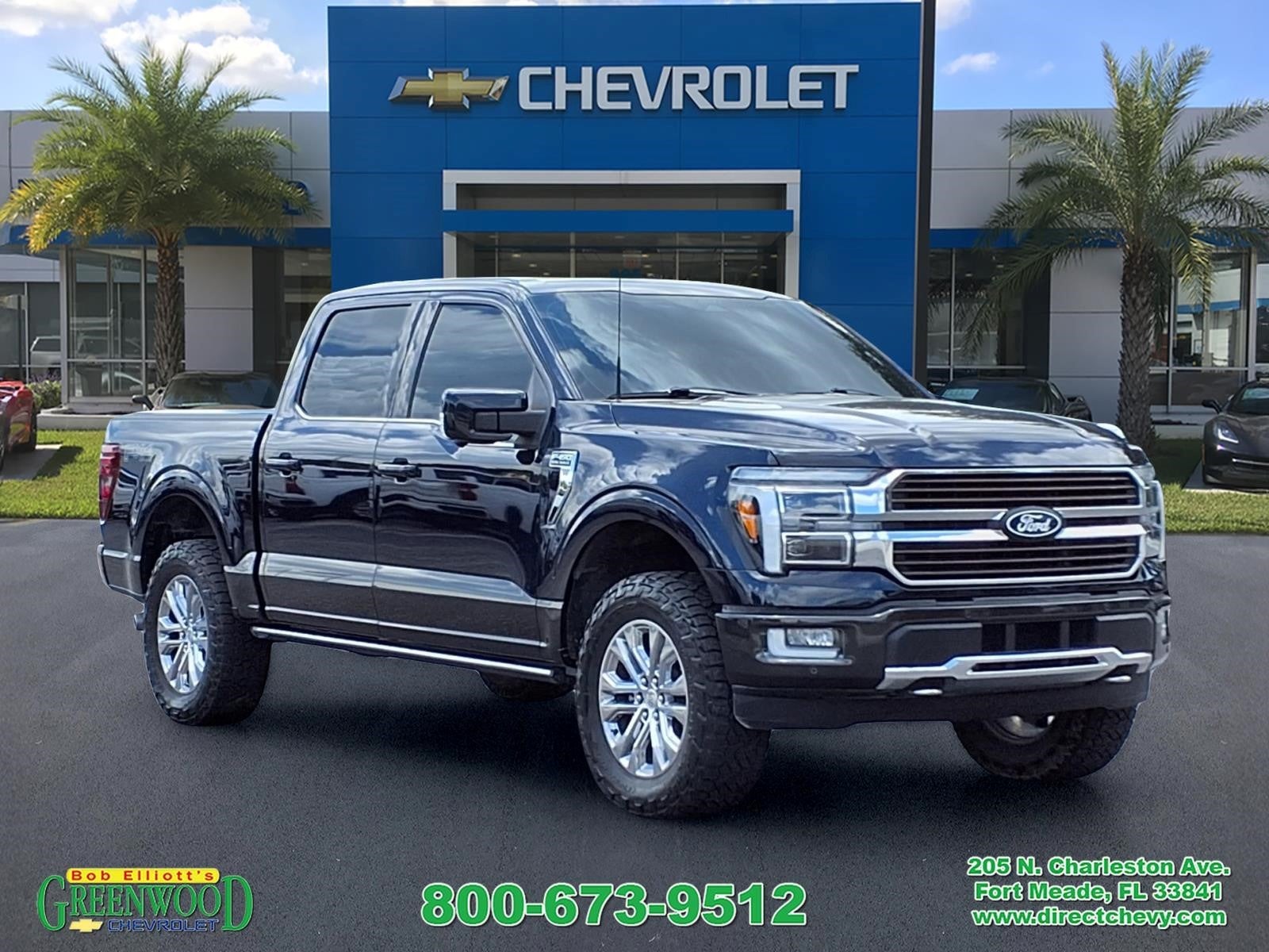 2024 Ford F-150 King Ranch in Blue — front three-quarter view