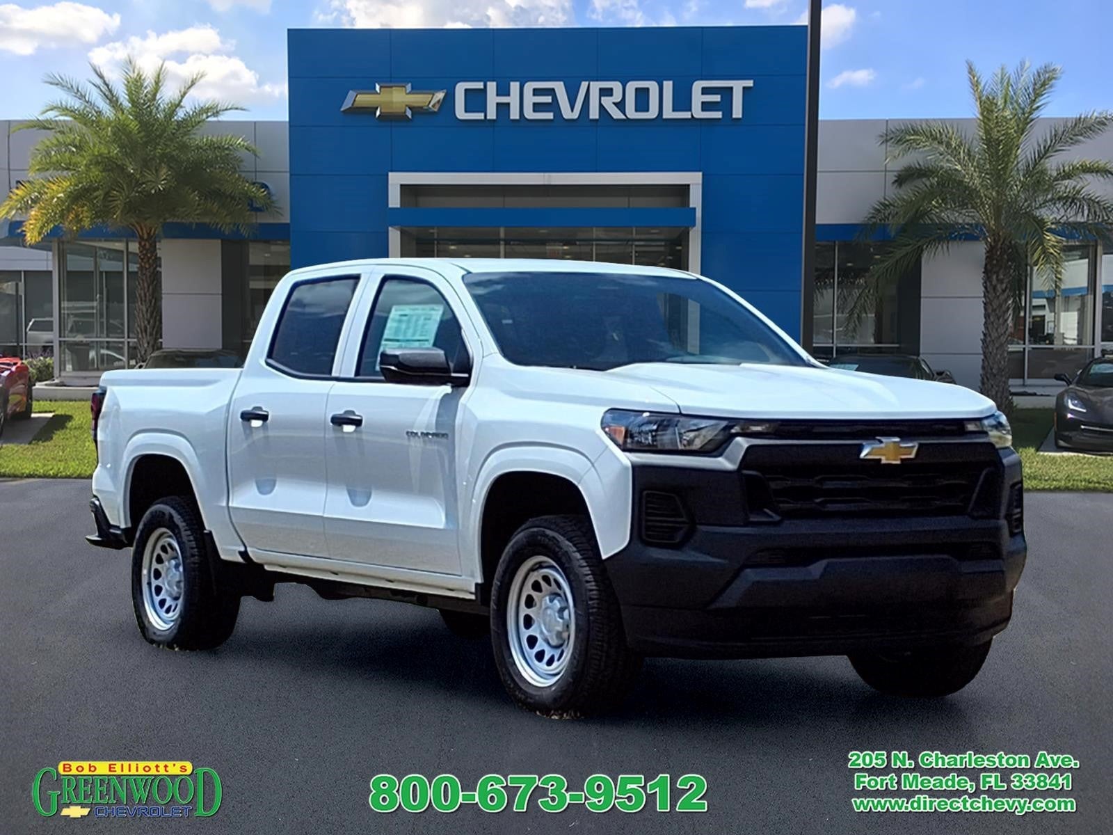 2026 Chevrolet Colorado WT in Summit White — front three-quarter view