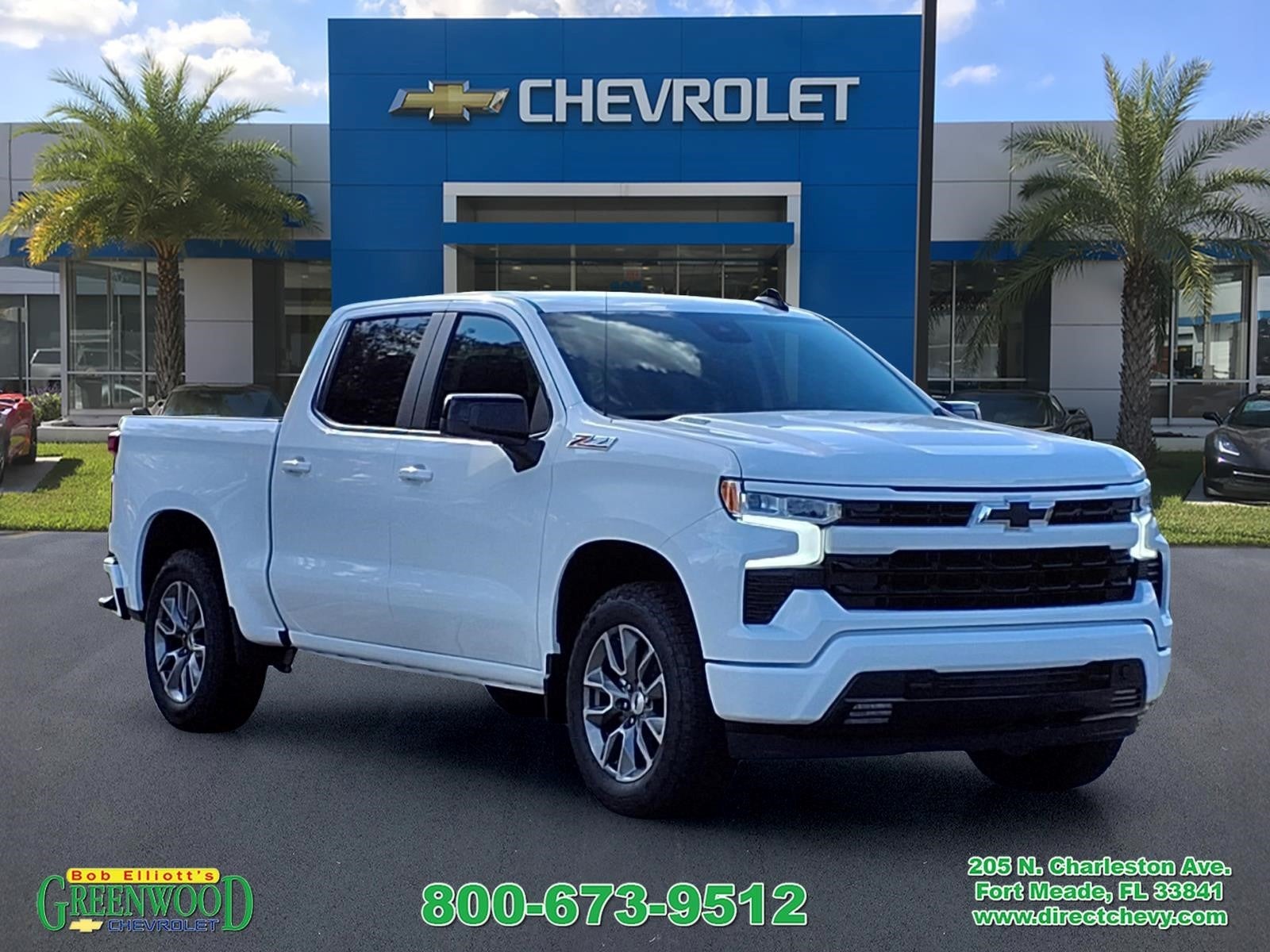 2026 Chevrolet Silverado 1500 RST in Summit White — front three-quarter view
