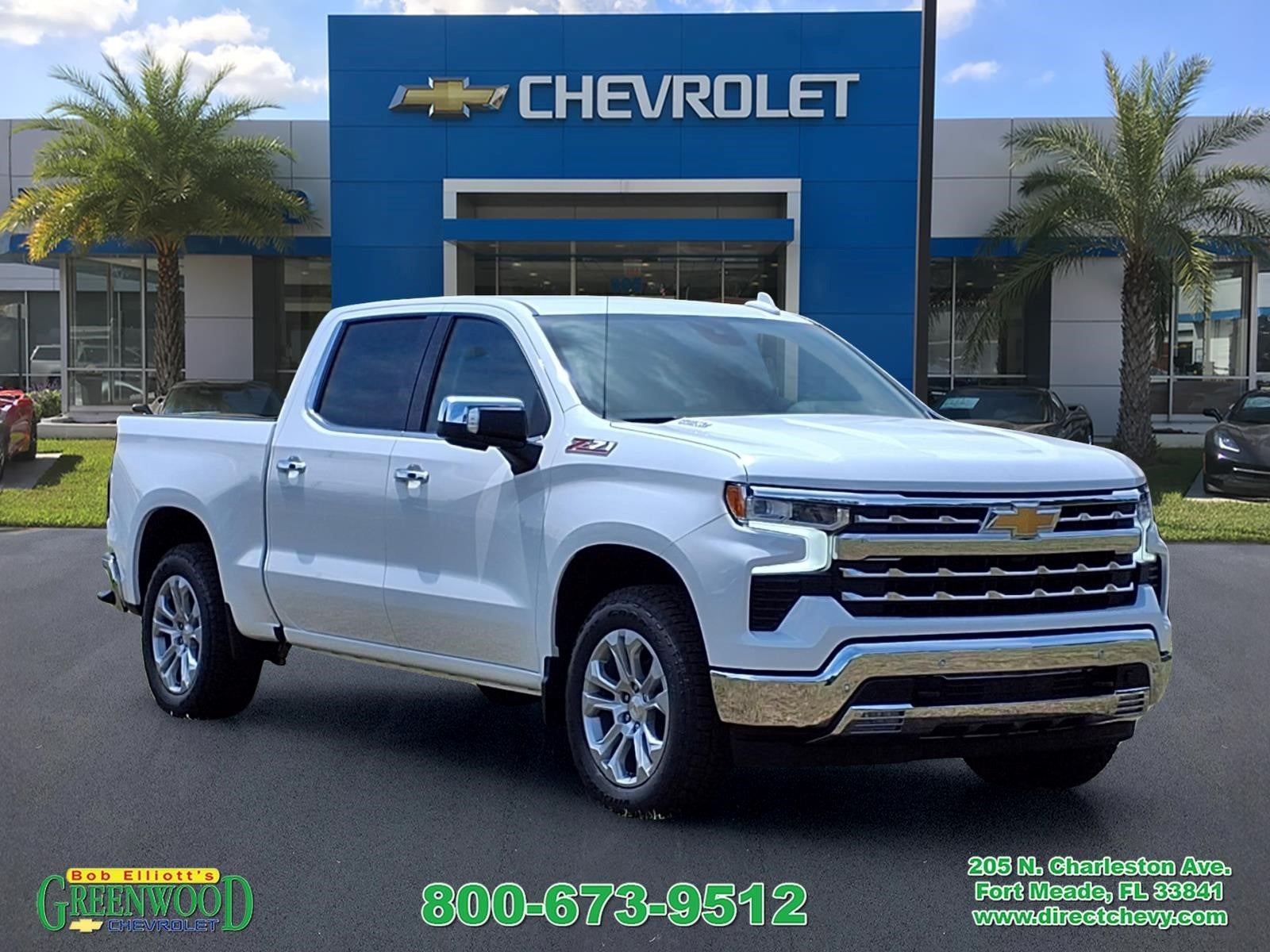 2026 Chevrolet Silverado 1500 LTZ in Summit White — front three-quarter view