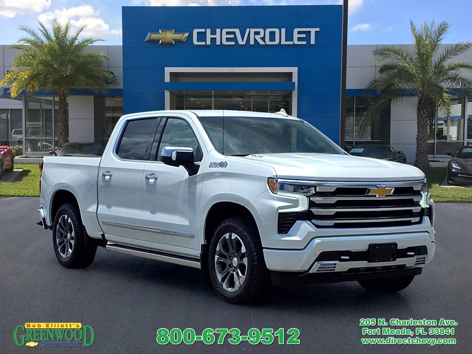 2025 Chevrolet Silverado 1500 High Country in Iridescent Pearl Tricoat — front three-quarter view