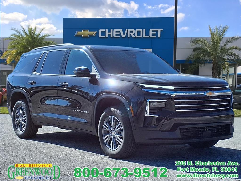 2026 Chevrolet Traverse LT in Mosaic Black Metallic — front three-quarter view
