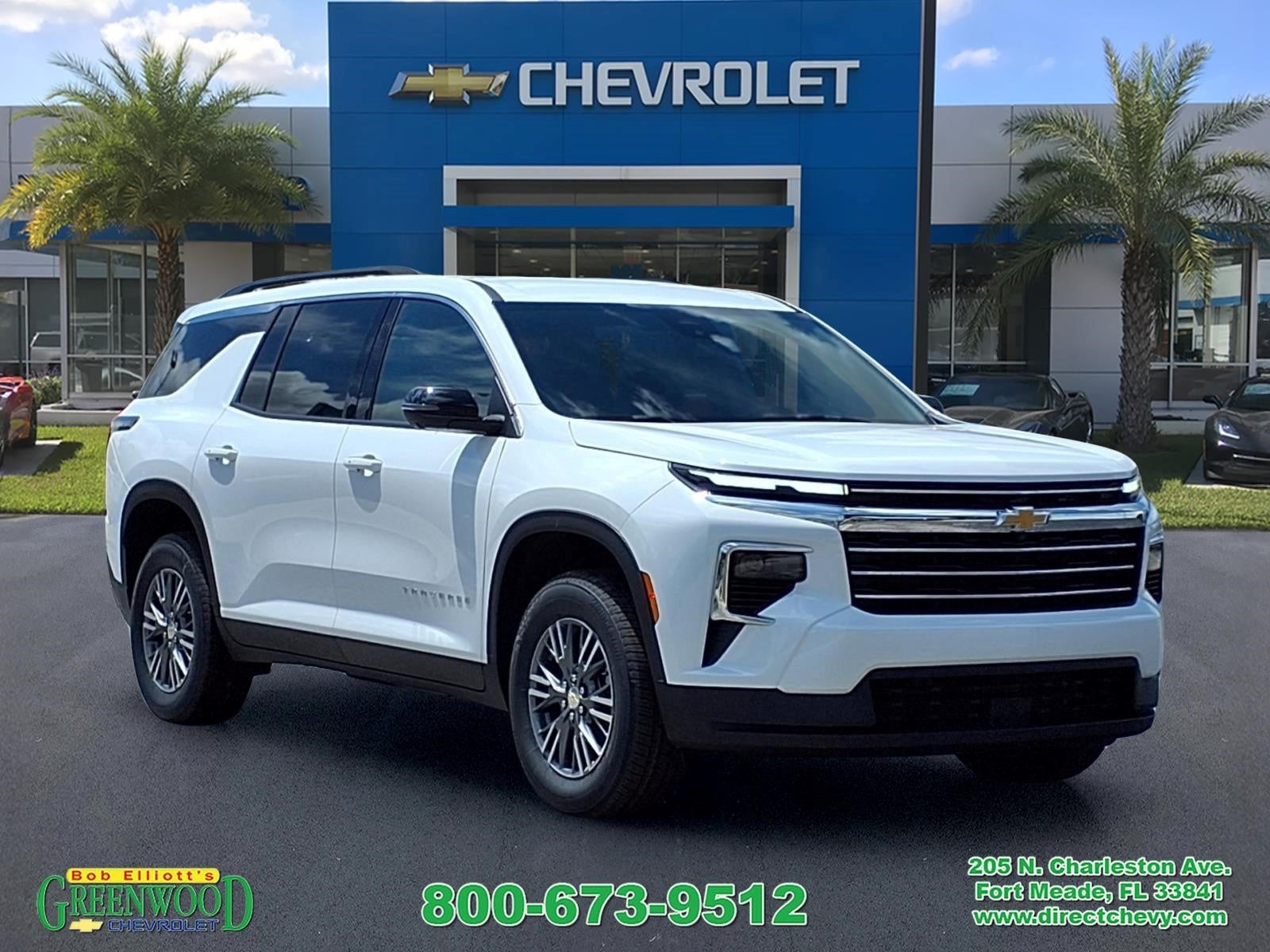 2026 Chevrolet Traverse LT in Summit White — front three-quarter view