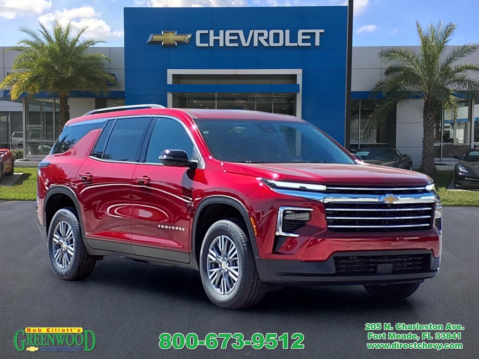 2026 Chevrolet Traverse LT in Radiant Red Tintcoat — front three-quarter view