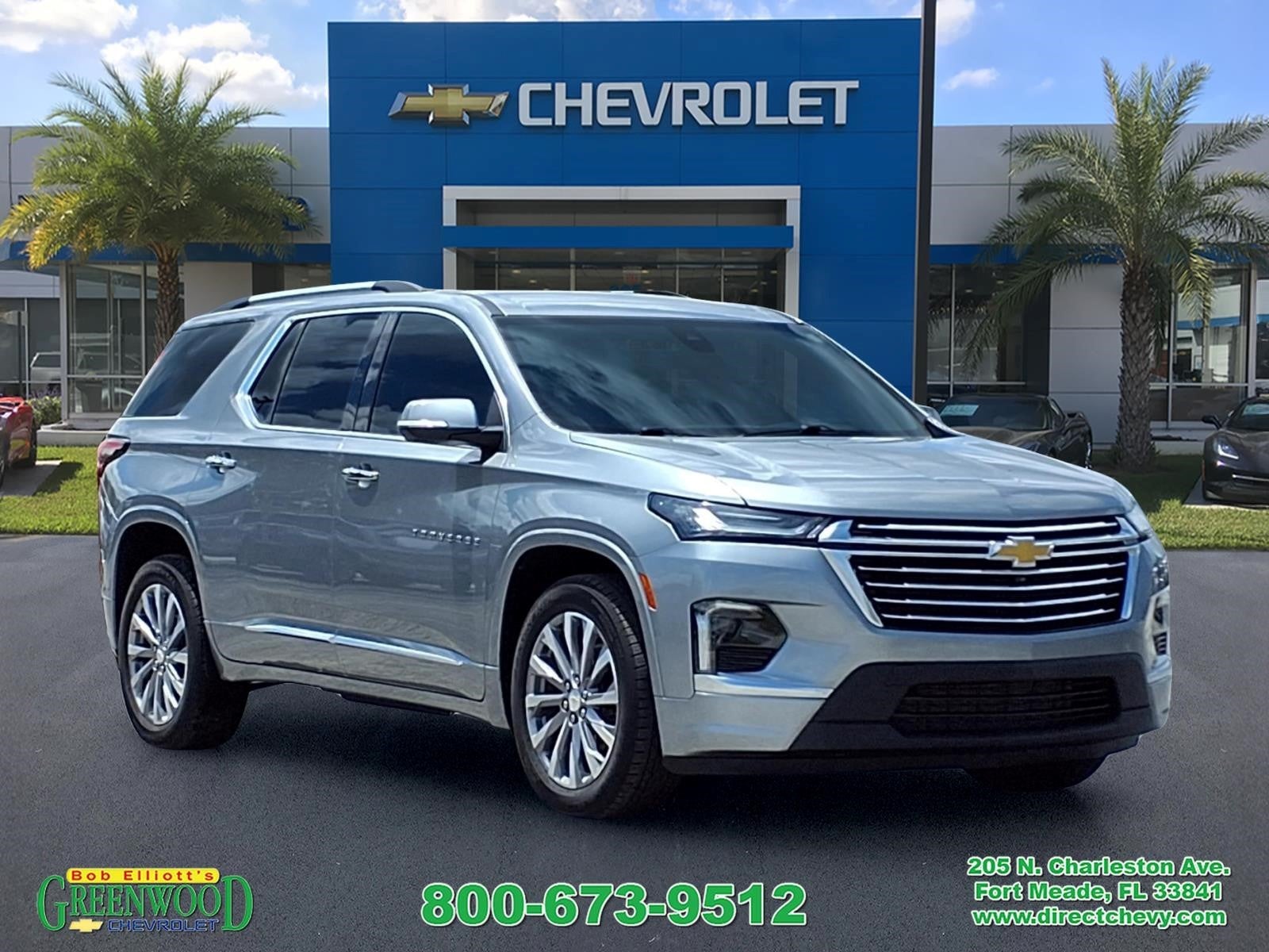 2023 Chevrolet Traverse Premier in Sterling Gray Metallic — front three-quarter view