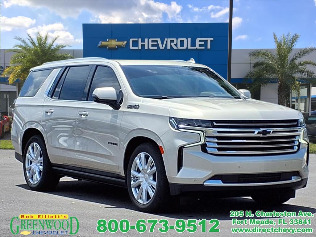 2021 Chevrolet Tahoe High Country in Empire Beige Metallic — front three-quarter view