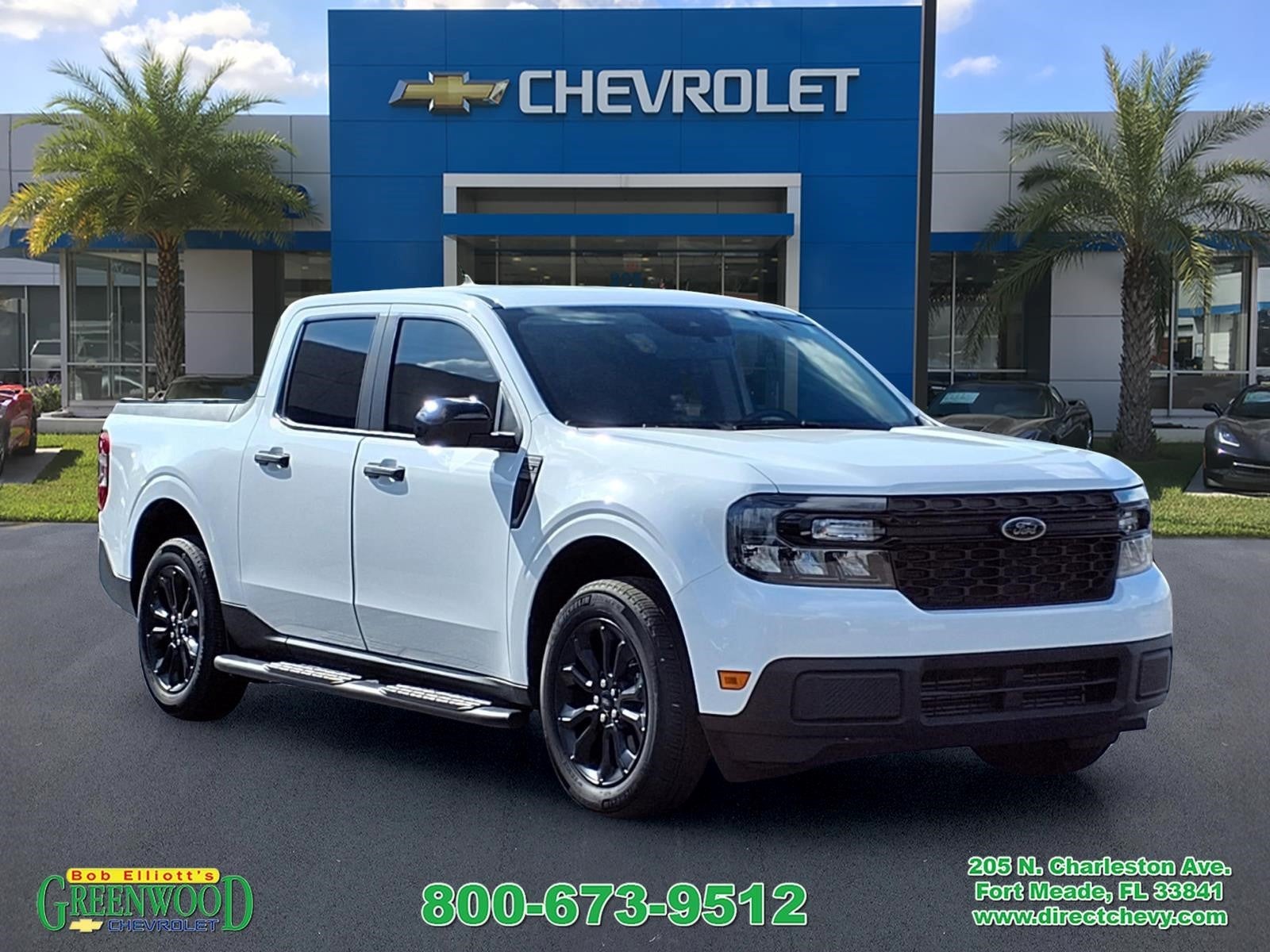 2024 Ford Maverick XLT in White — front three-quarter view