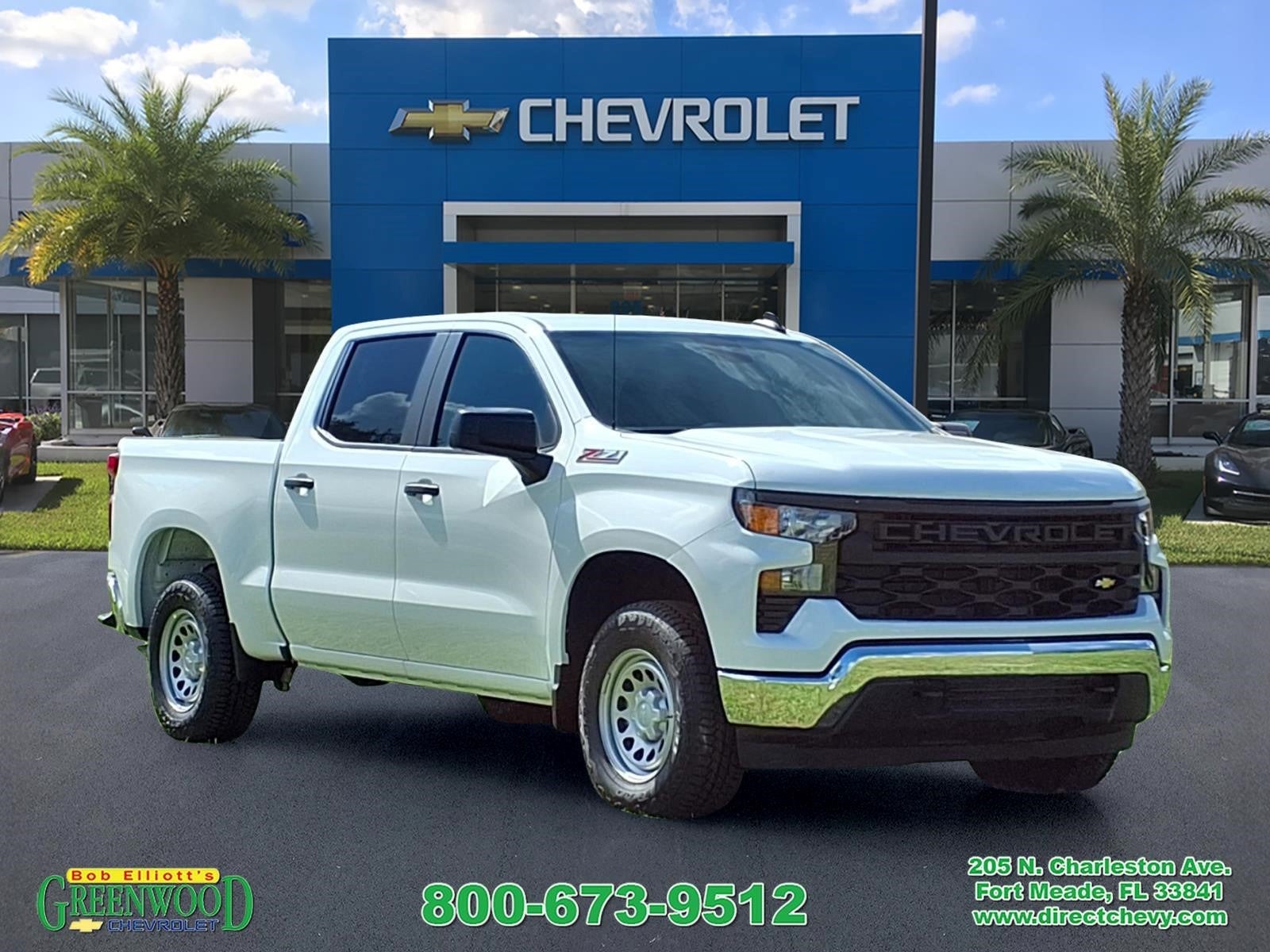 2026 Chevrolet Silverado 1500 WT in Summit White — front three-quarter view
